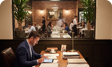 ondernemer in zijn horeca-zaak