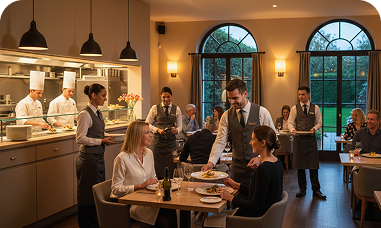 restaurant, eten wordt geserveerd