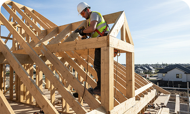 een hout dakconstructie